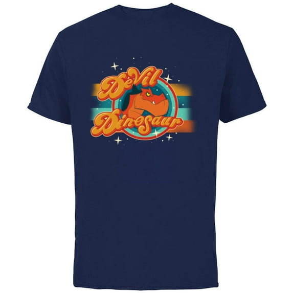 Marvel Moon Girl and Devil Dinosaur Dino Logo with Stars - Short Sleeve Cotton T-Shirt for Adults - Customized-Navy