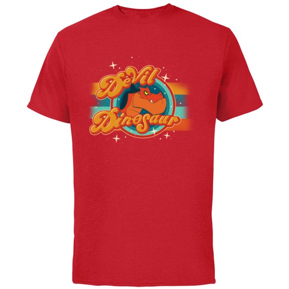Marvel Moon Girl and Devil Dinosaur Dino Logo with Stars - Short Sleeve Cotton T-Shirt for Adults - Customized-Red