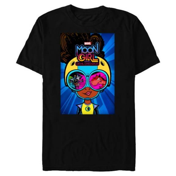 Marvel Moon Girl and Devil Dinosaur Goggles Good vs. Bad - Short Sleeve Blended T-Shirt for Adults - Customized-Black