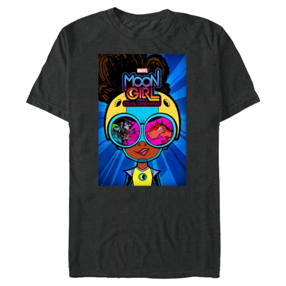 Marvel Moon Girl and Devil Dinosaur Goggles Good vs. Bad - Short Sleeve Blended T-Shirt for Adults - Customized-Dark Heather