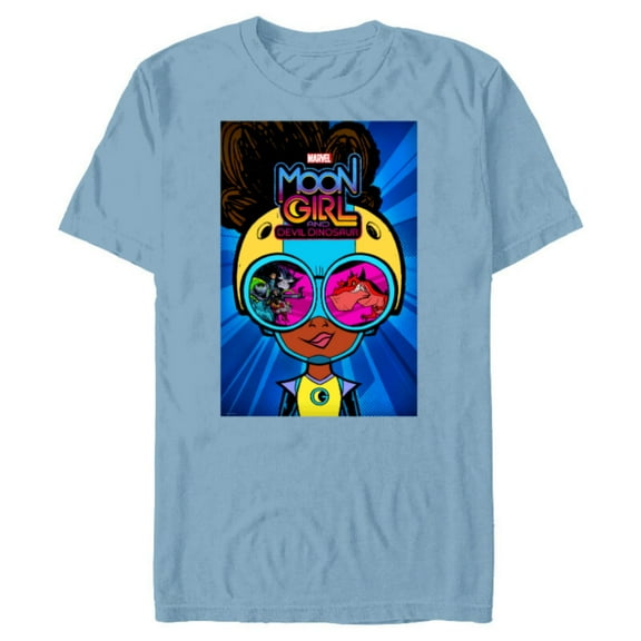 Marvel Moon Girl and Devil Dinosaur Goggles Good vs. Bad - Short Sleeve Blended T-Shirt for Adults - Customized-Ocean Blue