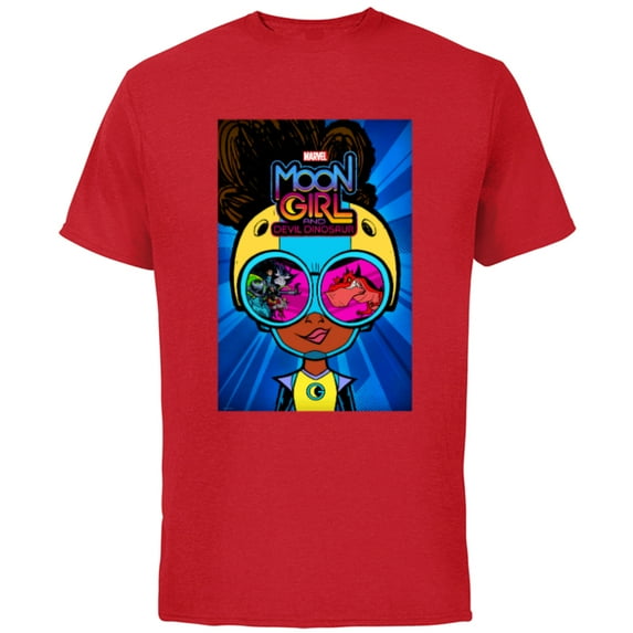 Marvel Moon Girl and Devil Dinosaur Goggles Good vs. Bad - Short Sleeve Cotton T-Shirt for Adults - Customized-Red