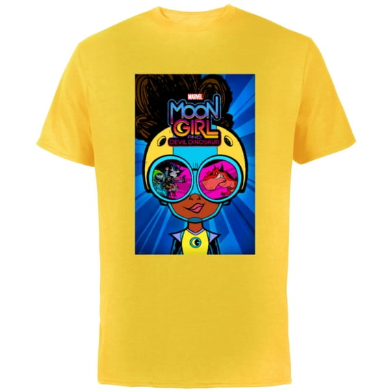 Marvel Moon Girl and Devil Dinosaur Goggles Good vs. Bad - Short Sleeve Cotton T-Shirt for Adults - Customized-Yellow
