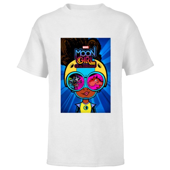 Marvel Moon Girl and Devil Dinosaur Goggles Good vs. Bad - Short Sleeve T-Shirt for Kids - Customized-White