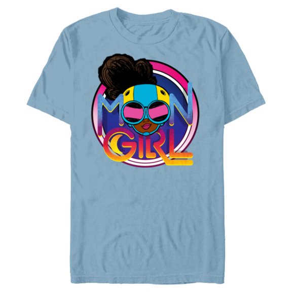 Marvel Moon Girl and Devil Dinosaur Logo with Goggles - Short Sleeve Blended T-Shirt for Adults - Customized-Ocean Blue