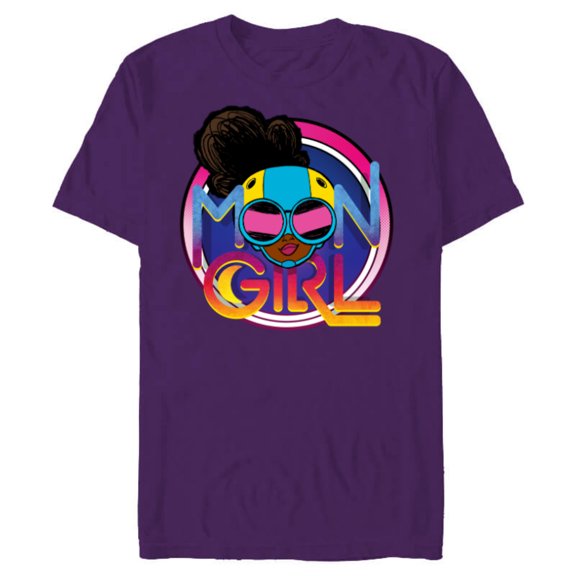 Marvel Moon Girl and Devil Dinosaur Logo with Goggles - Short Sleeve Blended T-Shirt for Adults - Customized-Purple
