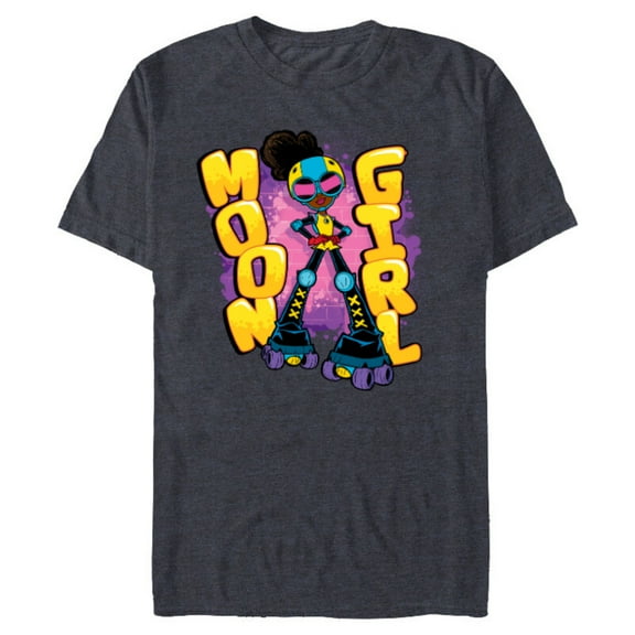 Marvel Moon Girl and Devil Dinosaur Name Street Art Style - Short Sleeve Blended T-Shirt for Adults - Customized-Navy Heather