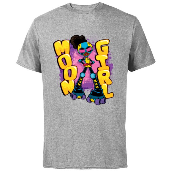 Marvel Moon Girl and Devil Dinosaur Name Street Art Style - Short Sleeve Cotton T-Shirt for Adults - Customized-Athletic Heather