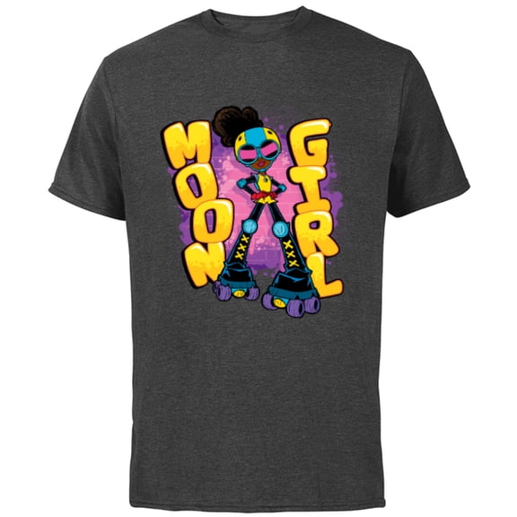 Marvel Moon Girl and Devil Dinosaur Name Street Art Style - Short Sleeve Cotton T-Shirt for Adults - Customized-Charcoal