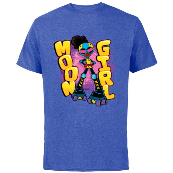 Marvel Moon Girl and Devil Dinosaur Name Street Art Style - Short Sleeve Cotton T-Shirt for Adults - Customized-Royal Heather