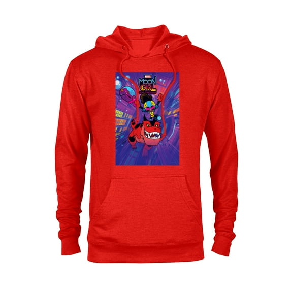 Marvel Moon Girl and Devil Dinosaur Series Poster and Logo - Pullover Hoodie for Adults - Customized-Red