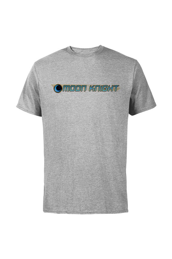 Moon Knight Blue Logo - Short Sleeve Cotton T-Shirt for Adults - Customized-Athletic Heather
