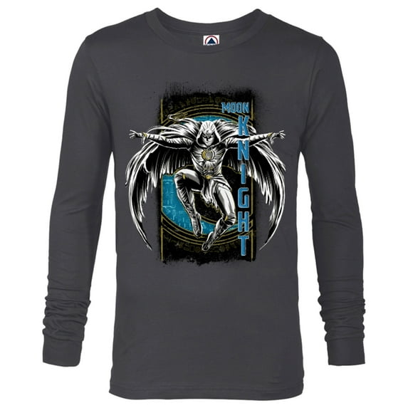 Marvel Moon Knight Egyptian Hieroglyphs Jump - Long Sleeve T-Shirt for Men - Customized-Charcoal Heather
