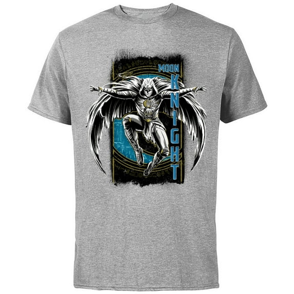 Marvel Moon Knight Egyptian Hieroglyphs Jump - Short Sleeve Cotton T-Shirt for Adults - Customized-Athletic Heather