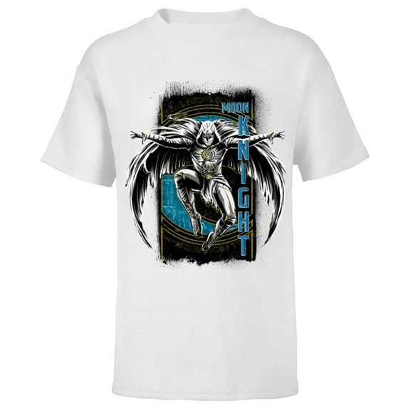 Marvel Moon Knight Egyptian Hieroglyphs Jump - Short Sleeve T-Shirt for Kids - Customized-White
