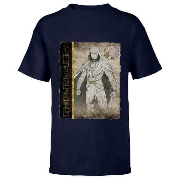Marvel Moon Knight Egyptian Papyrus - Short Sleeve T-Shirt for Kids - Customized-Navy