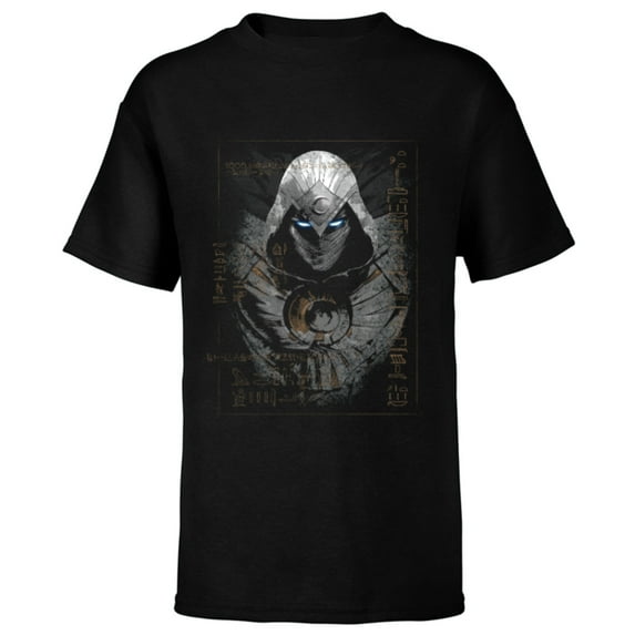 Marvel Moon Knight Glowing Eyes Egyptian Hieroglyphs - Short Sleeve T-Shirt for Kids - Customized-Black