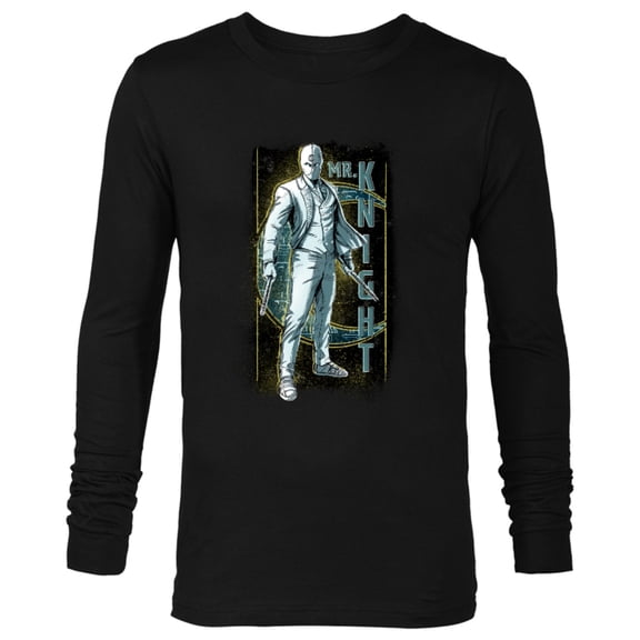 Marvel Moon Knight Mr. Knight Batons and Crescent Moon - Long Sleeve T-Shirt for Men - Customized-Black