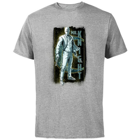 Marvel Moon Knight Mr. Knight Batons and Crescent Moon - Short Sleeve Cotton T-Shirt for Adults - Customized-Athletic Heather