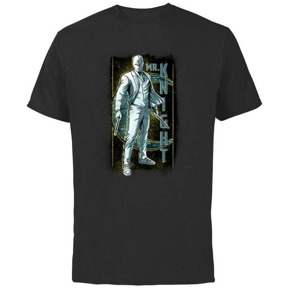 Marvel Moon Knight Mr. Knight Batons and Crescent Moon - Short Sleeve Cotton T-Shirt for Adults - Customized-Black