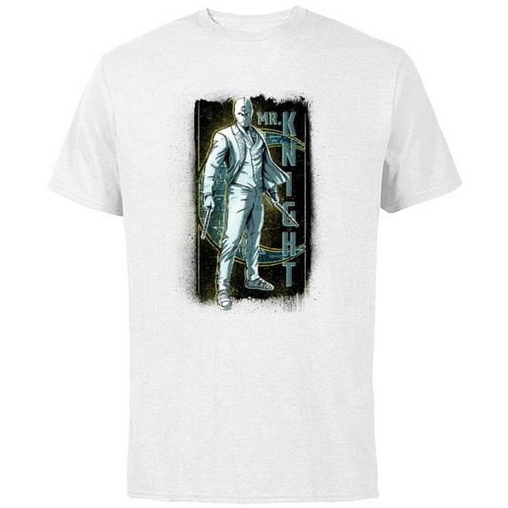 Marvel Moon Knight Mr. Knight Batons and Crescent Moon - Short Sleeve Cotton T-Shirt for Adults - Customized-White