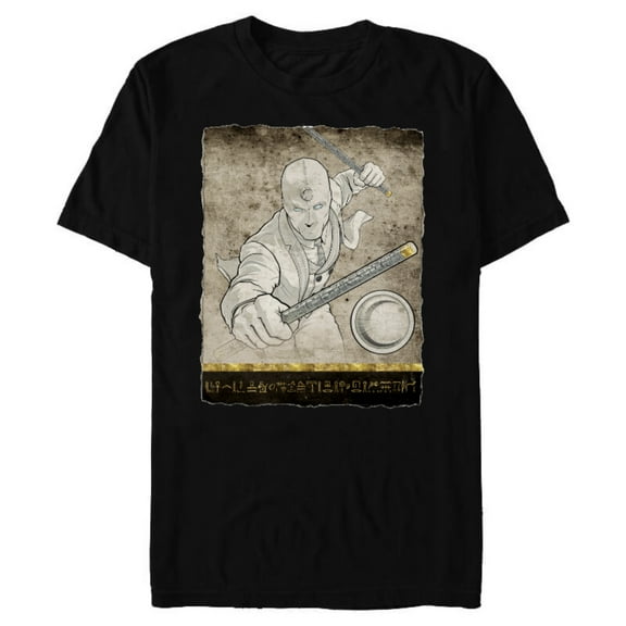 Marvel Moon Knight Mr. Knight Batons and Hieroglyphs - Short Sleeve Blended T-Shirt for Adults - Customized-Black