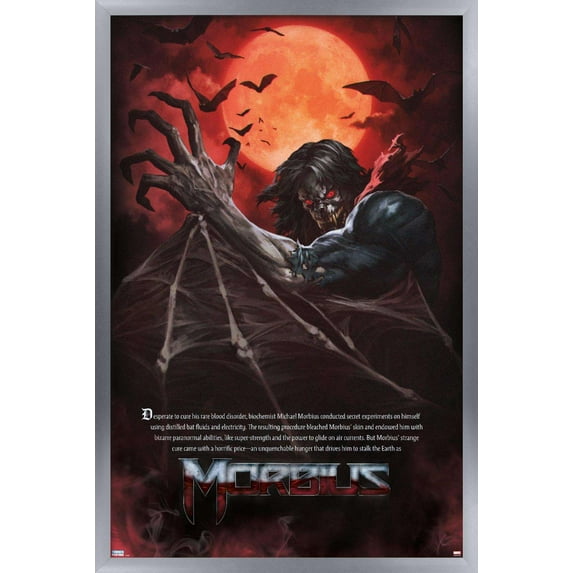Marvel Morbius - Bio Wall Poster, 14.725" x 22.375", Framed