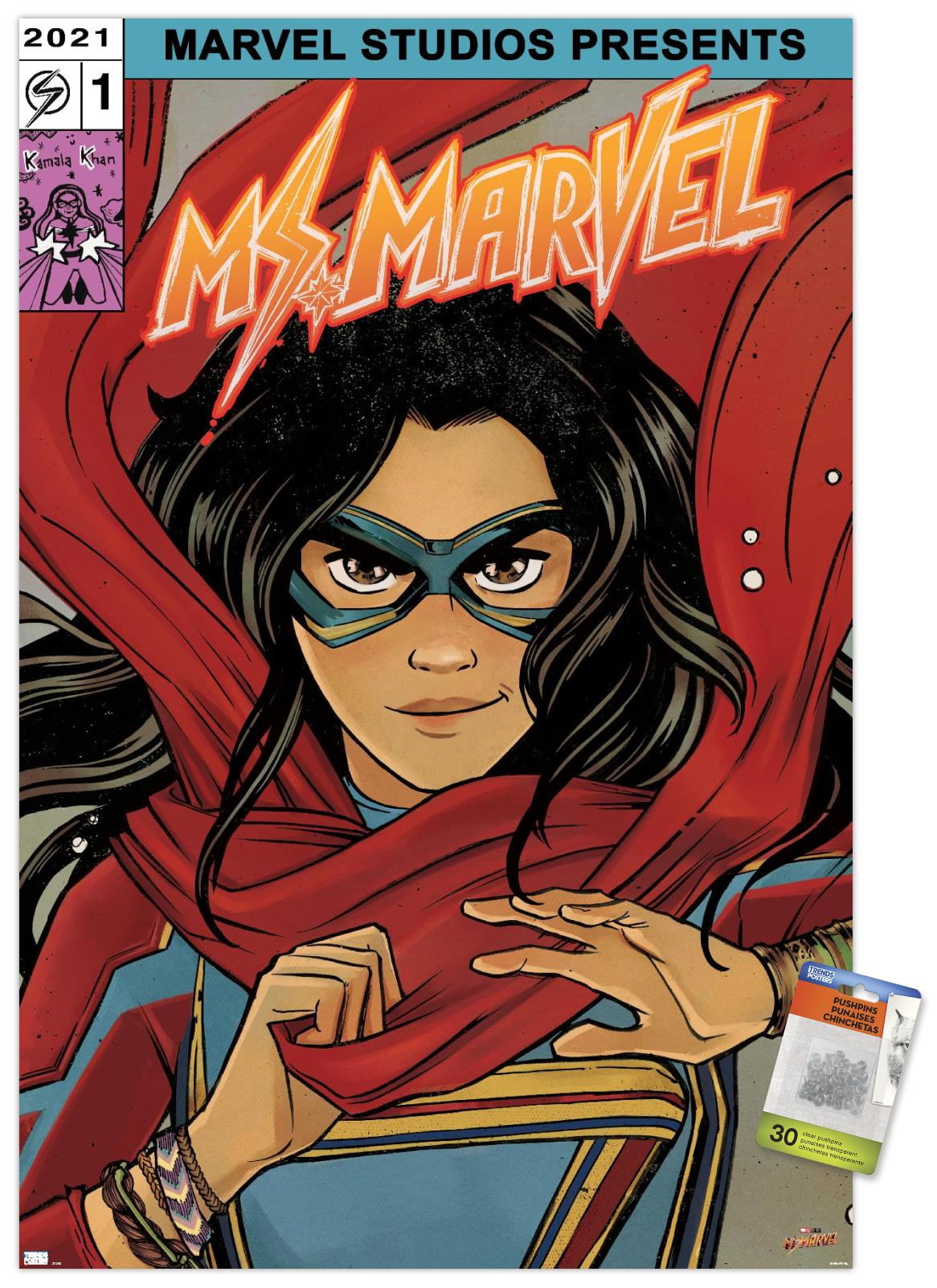 Marvel Ms. Marvel - Comic Wall Poster with Pushpins, 22.375