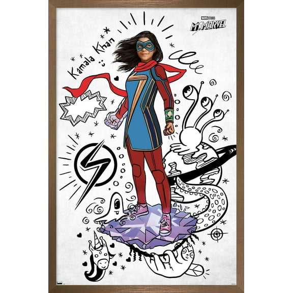 Marvel Ms. Marvel - Doodles Wall Poster, 14.725" x 22.375" Framed