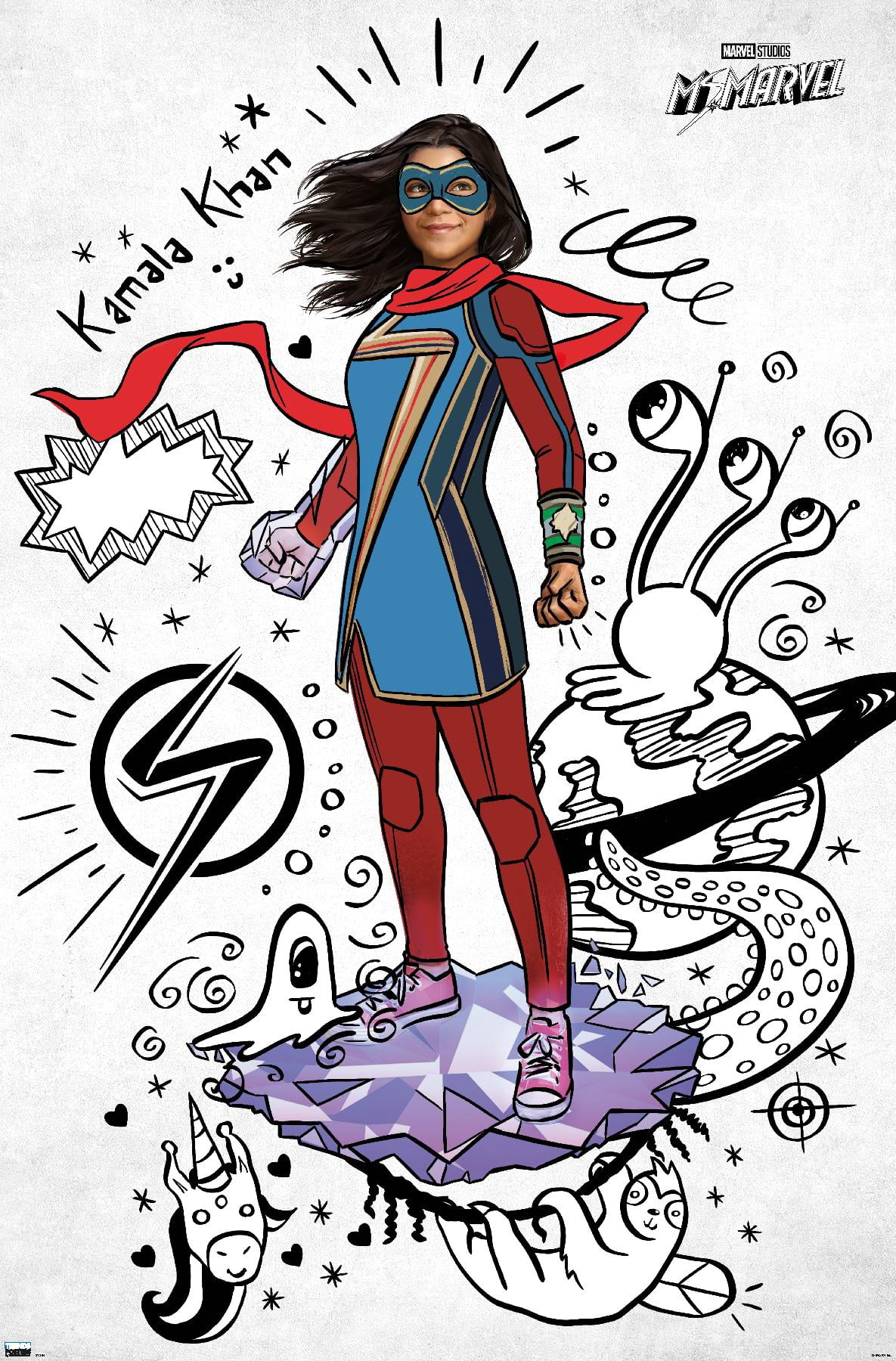 Marvel Ms. Marvel - Doodles Wall Poster, 22.375" x 34"