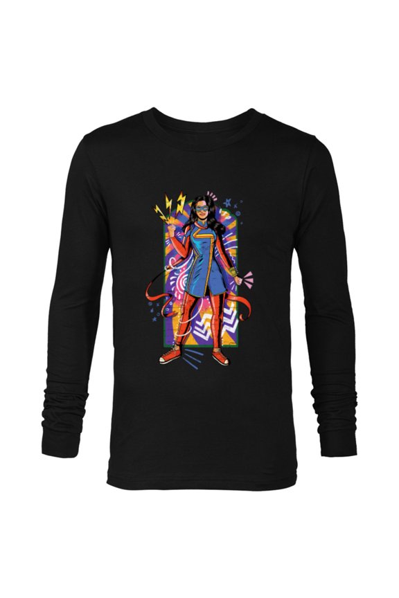 Ms. Marvel Kamala Khan Mural Art - Long Sleeve T-Shirt for Men - Customized-Black