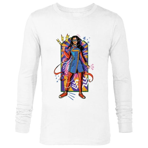 Marvel Ms. Marvel Kamala Khan Mural Art - Long Sleeve T-Shirt for Men - Customized-White