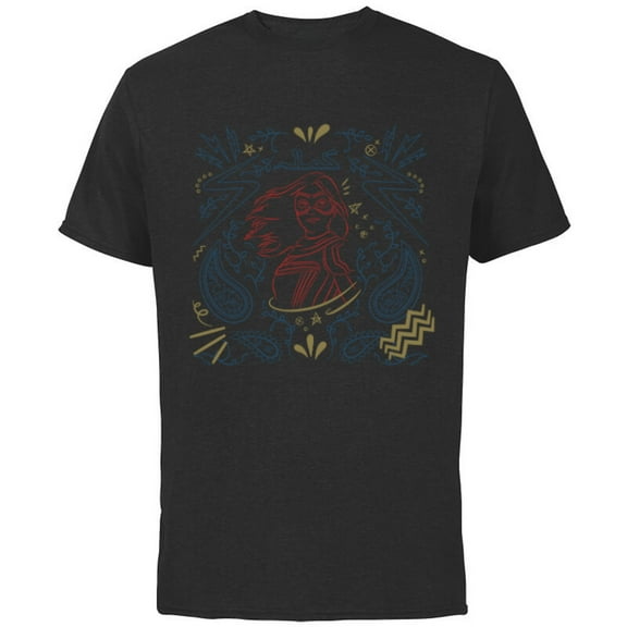 Marvel Ms. Marvel Kamala Khan Paisley Print Sketch - Short Sleeve Cotton T-Shirt for Adults - Customized-Black