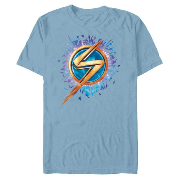 Marvel Ms. Marvel Lightning Bolt Icon - Short Sleeve Blended T-Shirt for Adults - Customized-Ocean Blue
