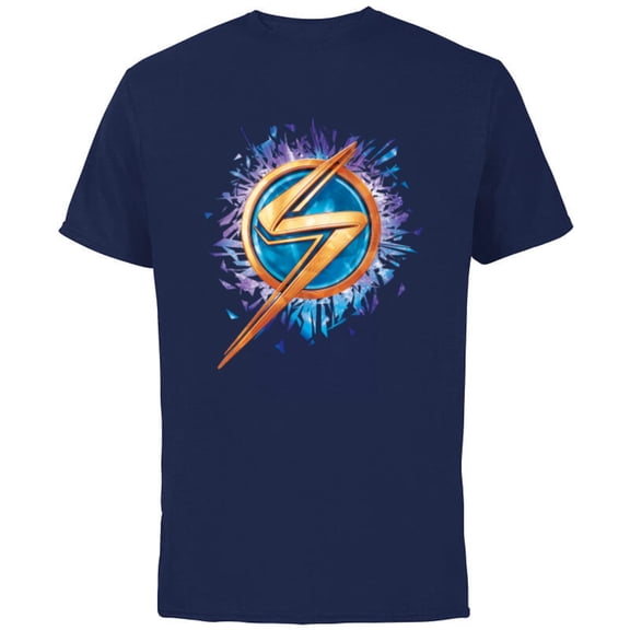 Marvel Ms. Marvel Lightning Bolt Icon - Short Sleeve Cotton T-Shirt for Adults - Customized-Navy