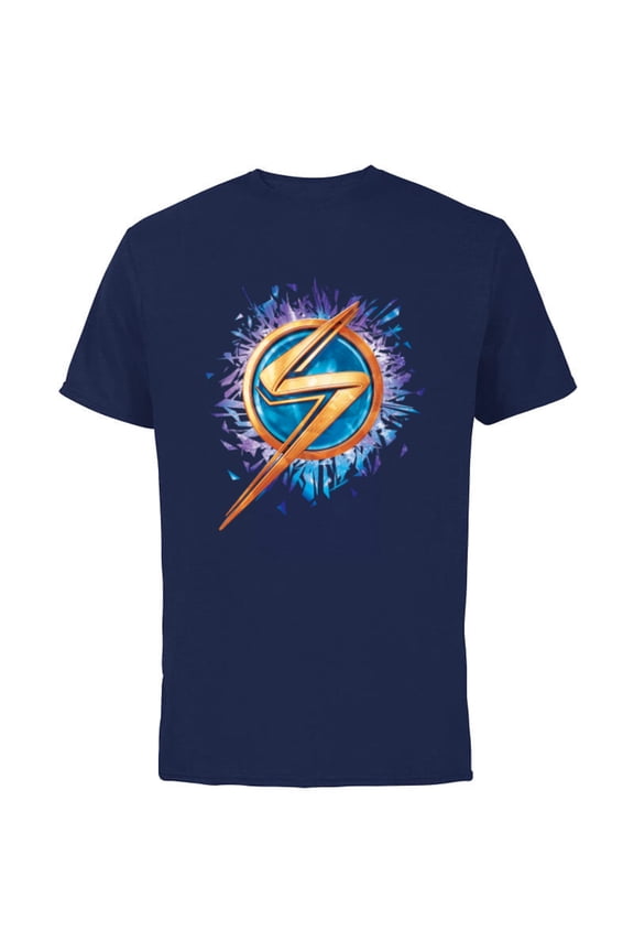 Ms. Marvel Lightning Bolt Icon - Short Sleeve Cotton T-Shirt for Adults - Customized-Navy