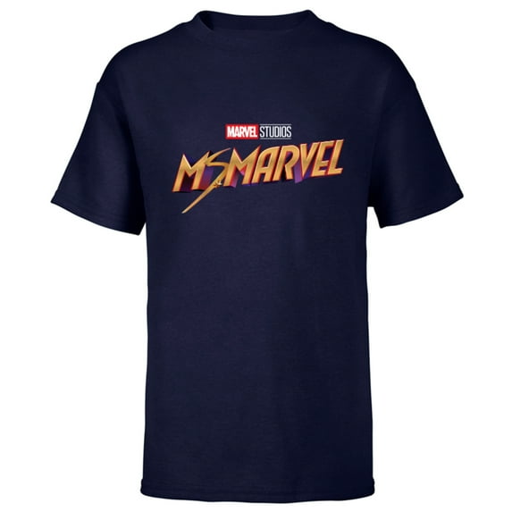 Marvel Ms. Marvel Series Logo - Short Sleeve T-Shirt for Kids - Customized-Navy