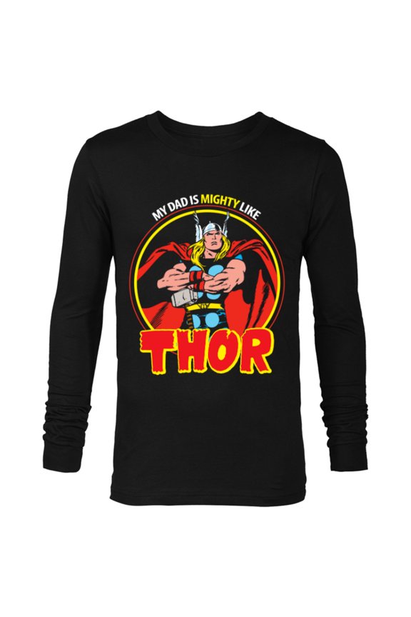 My Dad Is Mighty Like Thor Father's Day - Long Sleeve T-Shirt for Men - Customized-Black