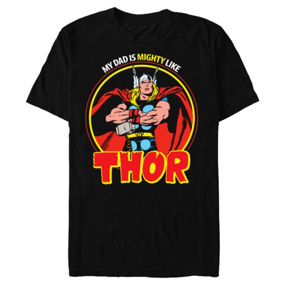 Marvel My Dad Is Mighty Like Thor Father's Day - Short Sleeve Blended T-Shirt for Adults - Customized-Black