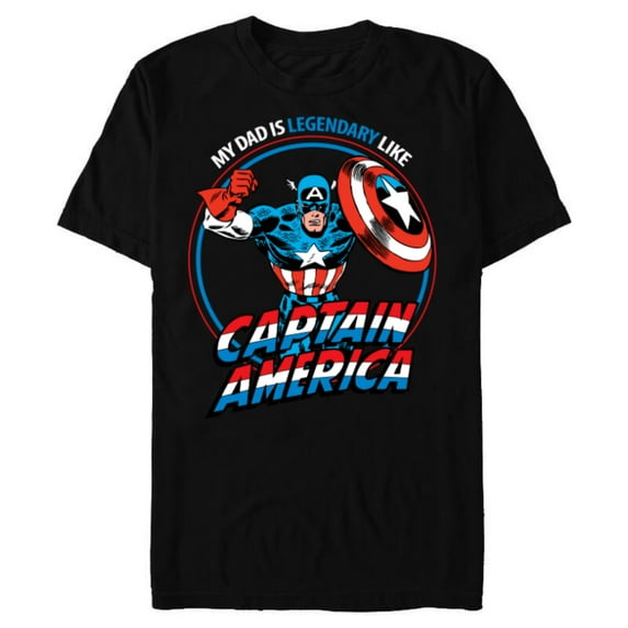 Marvel My Dad is Legendary Like Captain America - Short Sleeve Blended T-Shirt for Adults - Customized-Black