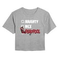 thumbnail image 1 of Marvel - Naughty Nice Deadpool - Juniors Cropped Short Sleeve Graphic T-Shirt, 1 of 4