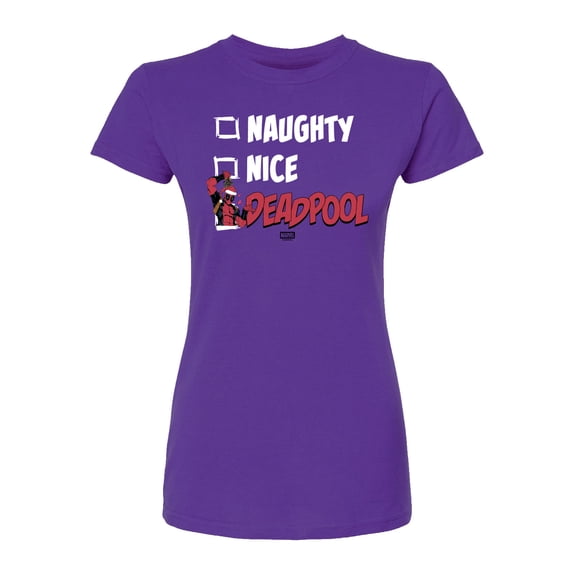 Marvel - Naughty Nice Deadpool - Juniors Fitted Short Sleeve Graohic T-Shirt