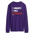 thumbnail image 1 of Marvel - Naughty Nice Deadpool - Men's Long Sleeve Graphic T-Shirt, 1 of 3