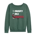 thumbnail image 1 of Marvel - Naughty Nice Deadpool - Women's French Terry Long Sleeve Pullover, 1 of 4