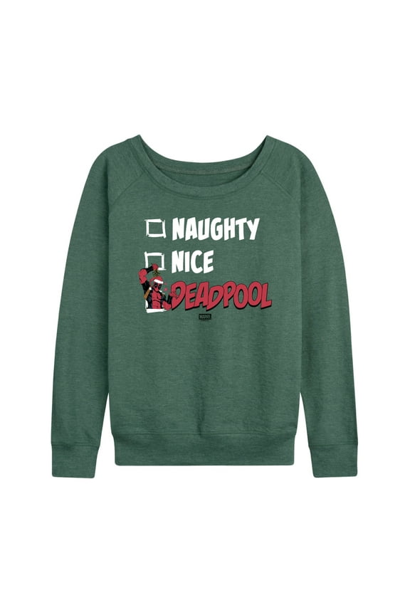 - Naughty Nice Deadpool - Women's French Terry Long Sleeve Pullover
