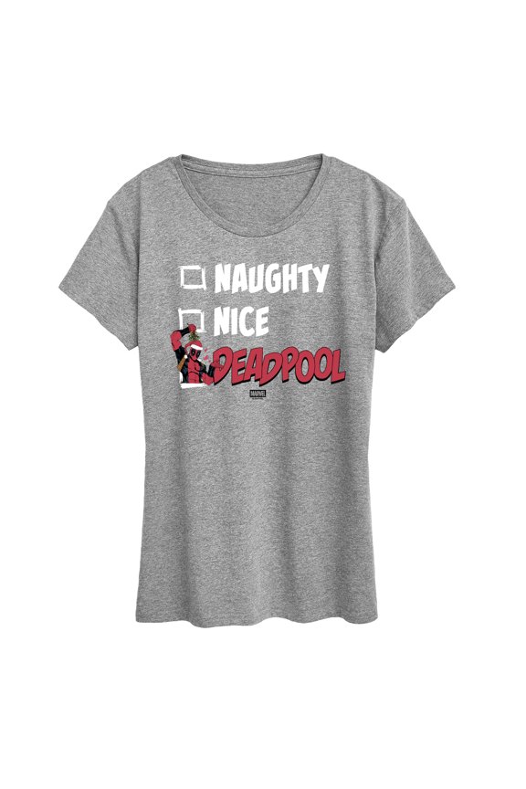 - Naughty Nice Deadpool - Women's Short Sleeve Graphic T-Shirt