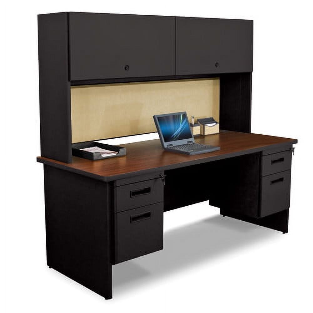 Marvel Office Furniture Pronto Flipper Door and 2 Pedestal Computer Desk with Hutch