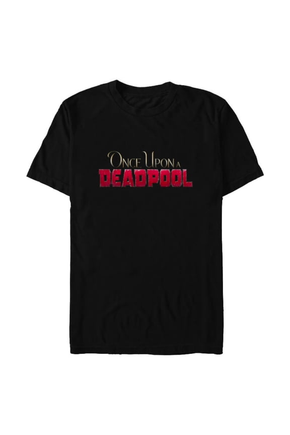 Once Upon a Deadpool Movie Logo - Short Sleeve Blended T-Shirt for Adults - Customized-Black