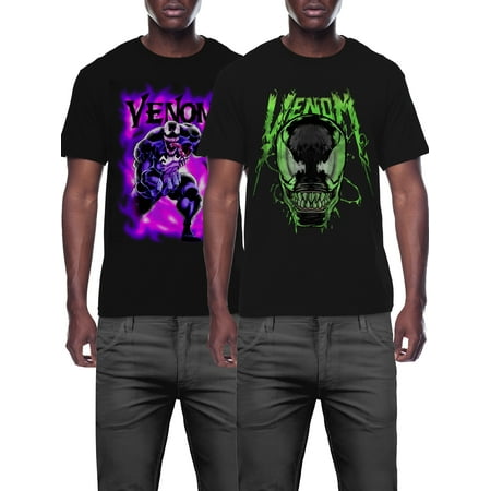 VENOM Marvel Oozy Venom & Purple Smoke Men's and Big Men's Graphic T-shirts 2-Pack Bundle
