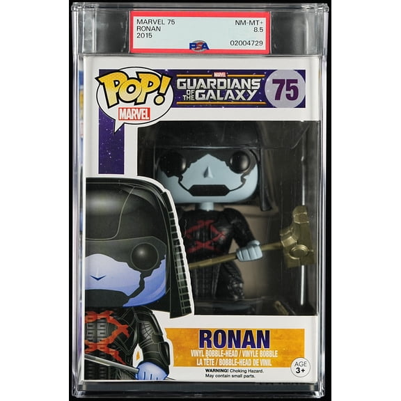 Marvel, PSA Graded 8.5 NM-MT+, Ronan Collectible Vinyl Figure #75, Fully Encapsulated Bundle with Compatible Funko Pop! PSA Hard Protector Case